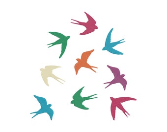 Birds Machine Embroidery Design, Barn Swallow Bird Machine embroidery, 5 sizes. Digitized embroidery