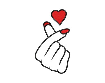 Design for Embroidery heart, saint valentine's, hand heart. Digitized embroidery