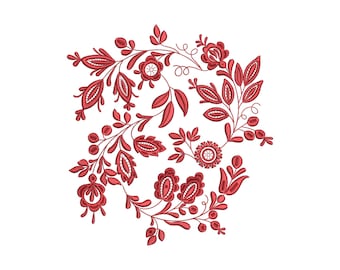 floral embroidery design, Vintage floral embroidery, digitized embroidery