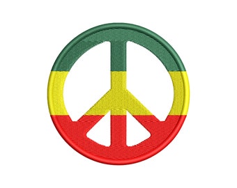 Rasta Peace Sign Machine Embroidery Design. Digitized embroidery