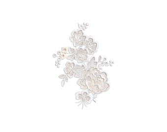 Ivory Lace Floral Embroidery Design . Wedding Machine Embroidery Applique. Digitized embroidery