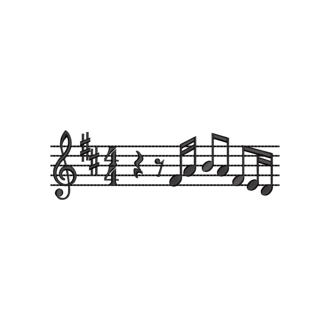 Musical Notes Embroidery Design – Treble Clef Sheet Music Line ...