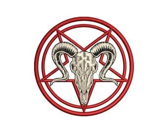 Baphomet Pentagram 666 Machine Embroidery Design. Digitized embroidery