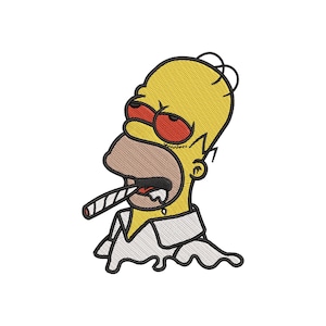 Homer Simpson Embroidery Design | Dizzy Cartoon Homer Digital File