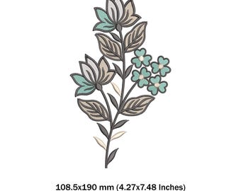 Floral Embroidery Design, Modern Flower Machine Embroidery File, Elegant Botanical, Digital Download