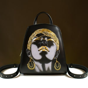 Hand-painted leather backpack