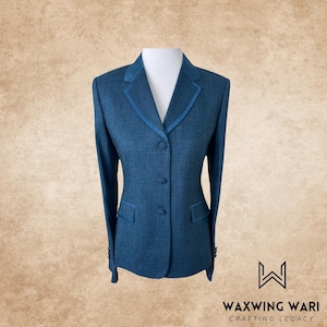 Blue Checkered Hunt Coat: Women&#39;s Equestrian Riding Jacket