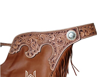 Custom Western Shotgun Chaps – Reddish Brown Softy Leather Riding Chaps