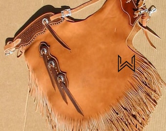 Waxy Leather Western Chinks: 6-Inch Fringes, Cowboy/Ranch Work