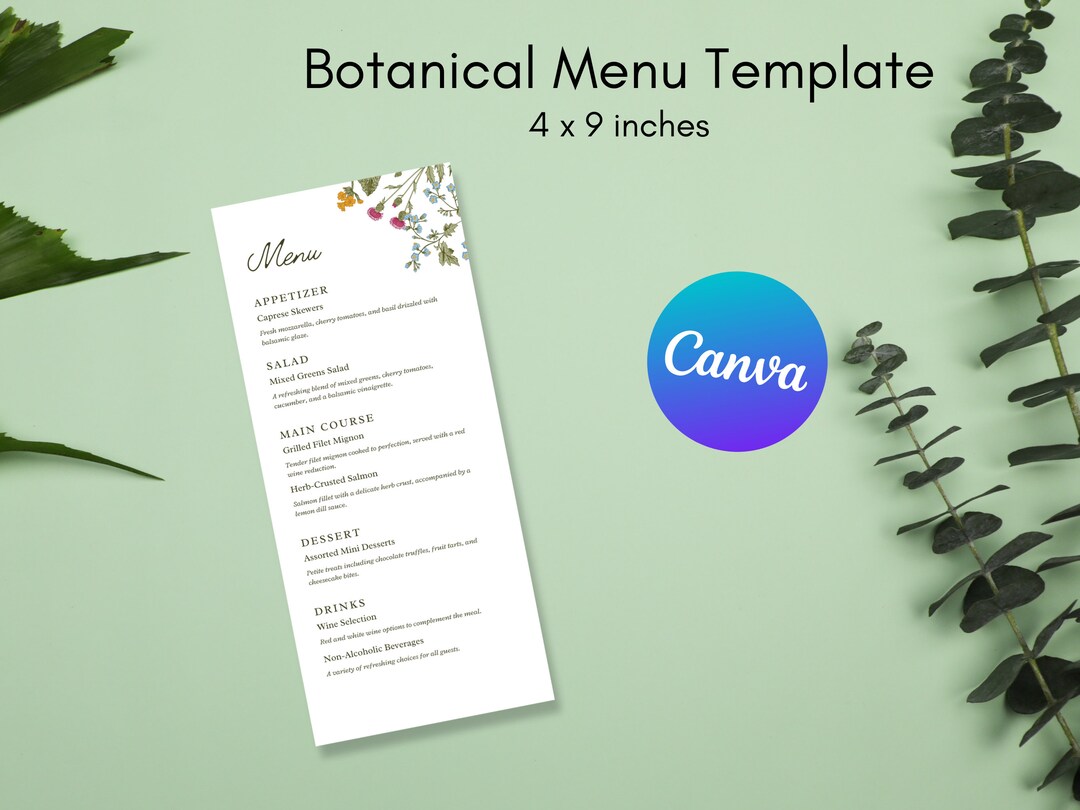Botanical Menu Template Garden Party Menu Template Floral Menu Template Botanical Menu Template Garden Party Menu Template Floral Menu Template