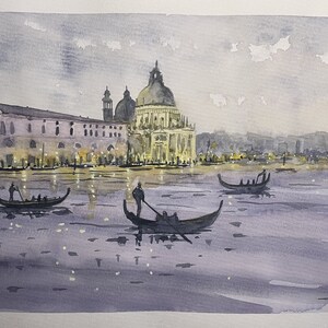 Watercolor of Venice on paper.