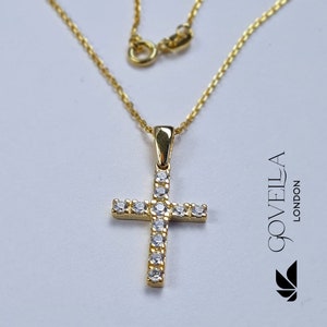 Gold Cross Necklace in Gold, Cute Religious Pendant, Minimalist Crucifix, 14k Gold Necklace for Women, Gold Necklace, Gold Cross Necklace