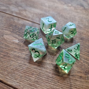 Misty Green Dice Set, TTRPG dice, DND dice, Dice sets, Gamer gift, Resin dice, Nerdy gift