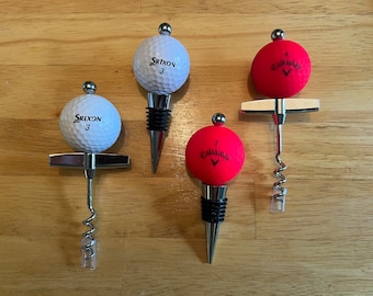 Golf Ball Wine Stopper or Corkscrew (see options in description)