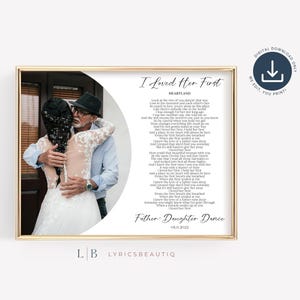 Father and Daughter Dance Lyrics with Photo Gift, First Dance Song from Daughter, Father of the Bride Gift, Father Daughter Gift Ideas