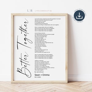 Stampa personalizzata dei testi, canzone del primo ballo, canzone del matrimonio, anniversario di carta, regalo per coppie, regalo di anniversario, regali per il marito