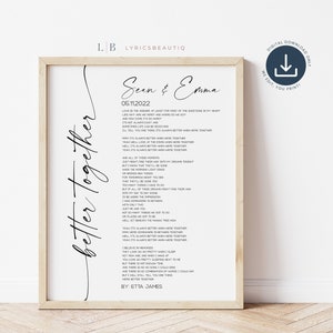 Regalo di anniversario di 1 anno per il fidanzato, canzone preferita, arte murale, testo della canzone, regalo di anniversario del primo ballo, stampa del testo del primo ballo