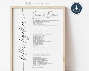 1 Year Anniversary Gift for Boyfriend Favorite Song Art, First Dance Anniversary Gift Song Lyrics Wall Art, First Dance Lyrics Print