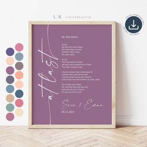 Wedding Song Lyrics One Year Anniversary Gifts for Him, Song Lyrics Print First Anniversary Gift, First Dance Song Lyrics, Favorite Song Art
