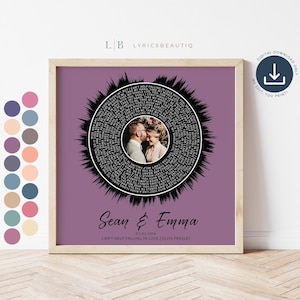 Wedding Song Lyric Wall Art Unique Anniversary Gift, Custom Vinyl Lyrics Print Gift for Music Lover, Personalized Music Poster Gift for Him