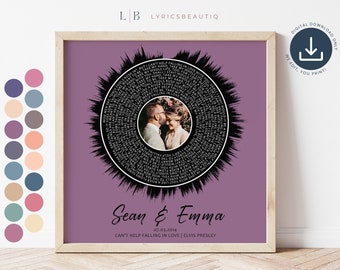 Wedding Song Lyric Wall Art Unique Anniversary Gift, Custom Vinyl Lyrics Print Gift for Music Lover, Personalized Music Poster Gift for Him