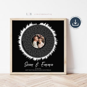 Letras de canciones de Soundwave Art personalizadas, vinilo con la primera canción de baile, regalos de aniversario de un año para él, póster con letras de vinilo, regalos de primer aniversario