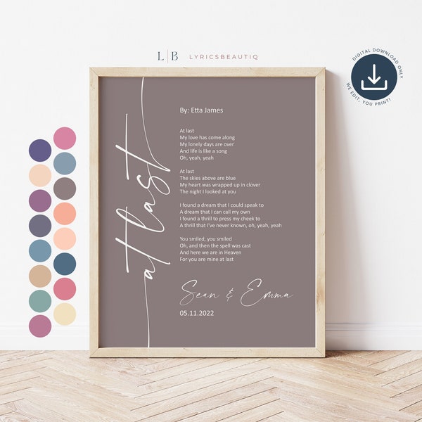 First Dance Song Lyrics 1st Anniversary Gifts, Song Lyrics Wall Art One Year Anniversary Gifts for Boyfriend, Song Lyrics Gift for Him