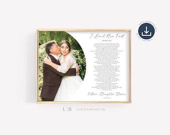 Father of the Bride Gift from Daughter, Father Daughter Gift Ideas, Father Wedding Gift, Father and Daughter Dance Lyrics with Photo for Him