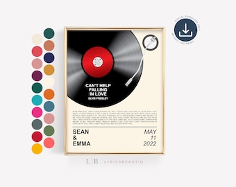 Song Lyrics Wall Art Record Vinyl Gift, First Dance Song Lyrics One Year Anniversary Gifts for Husband, Wedding Song 1st Anniversary Gift
