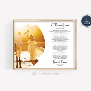 Wedding Song Lyrics with Photo, Personalized First Dance Song Lyrics Wall Art, 1st Anniversary Gift for Husband, Gift for Husband