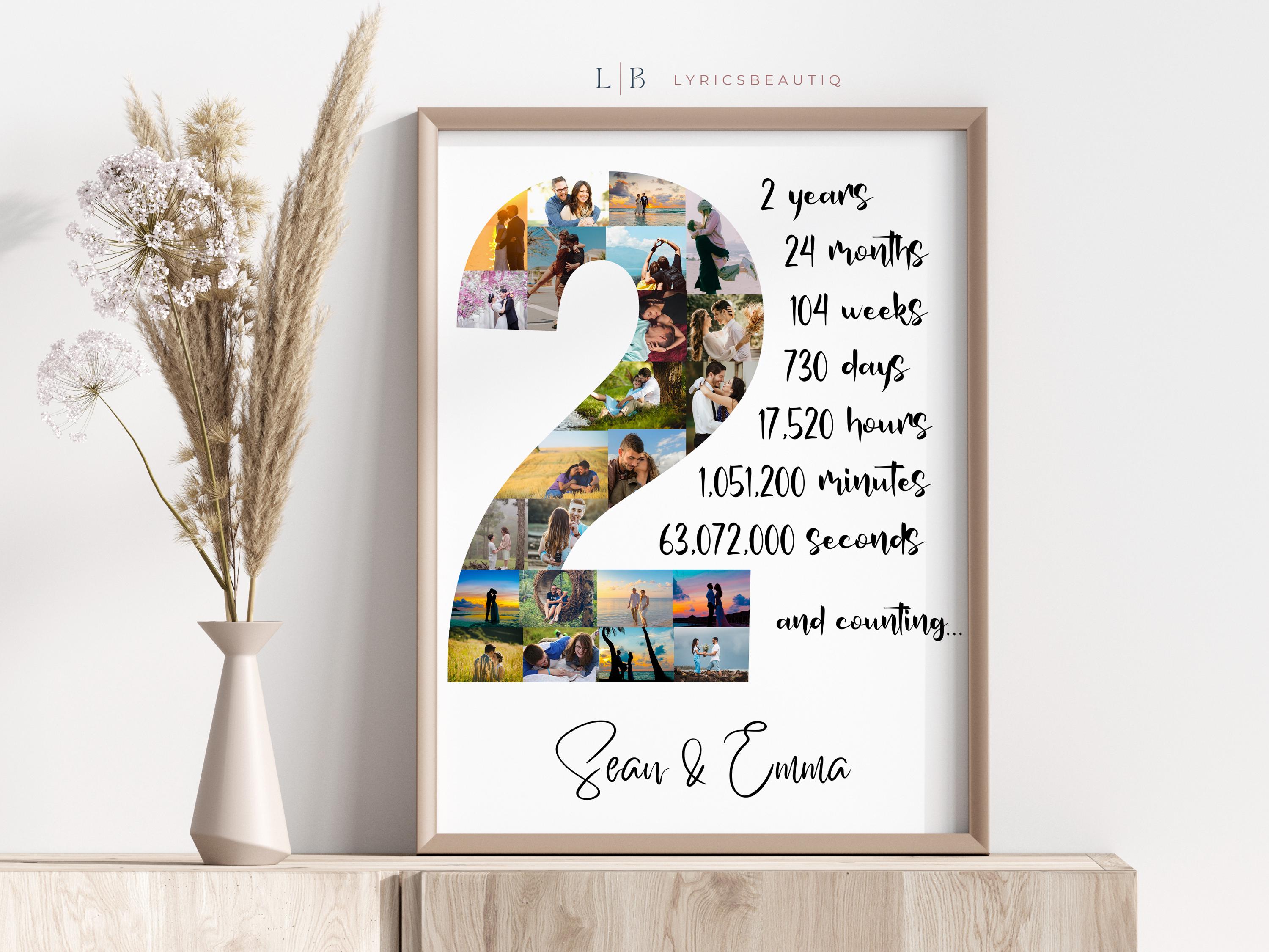 EDITABLE Custom 2nd Anniversary Photo Collage Template Gift, Number ...