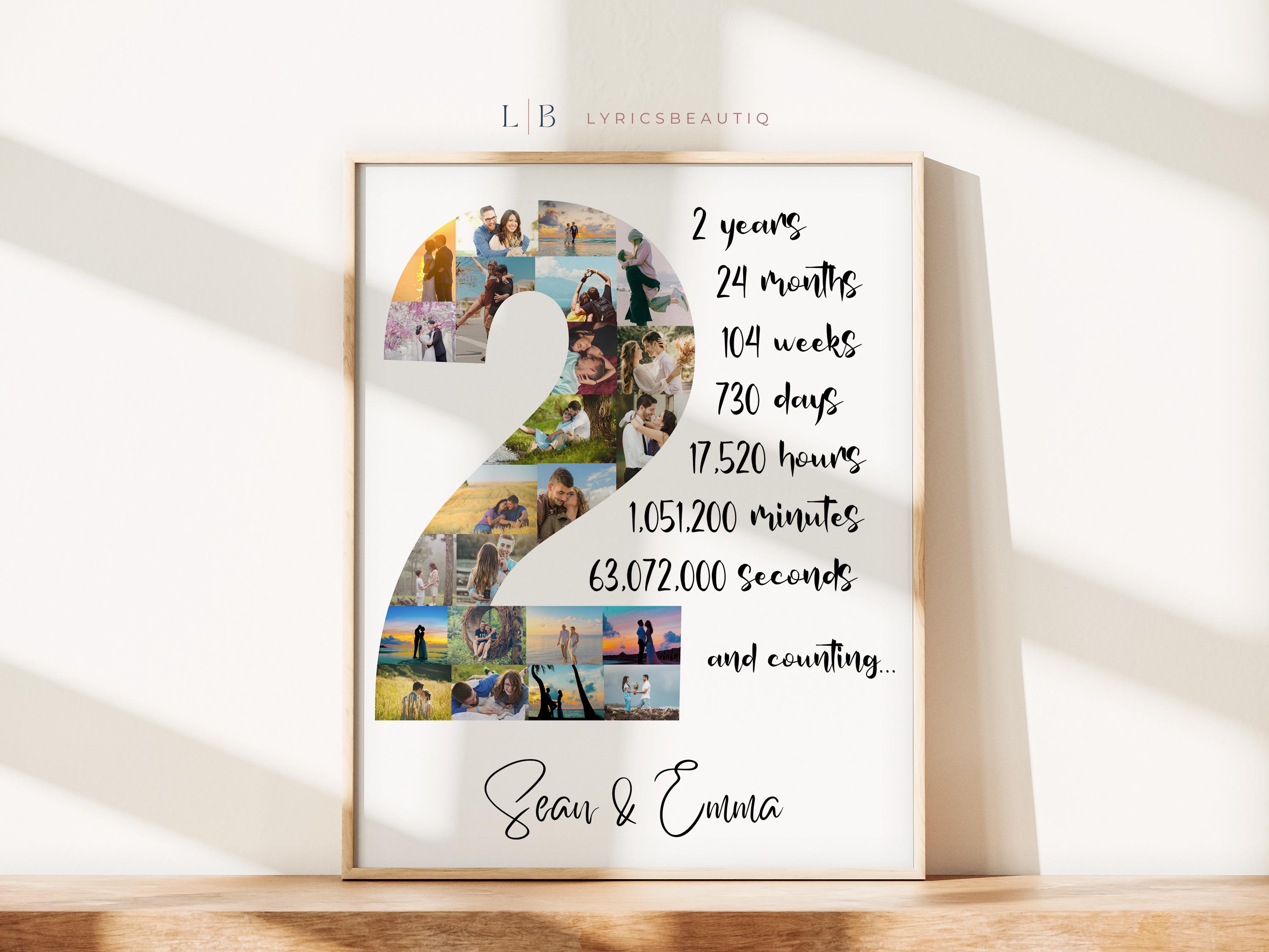 EDITABLE Custom 2nd Anniversary Photo Collage Template Gift, Number ...