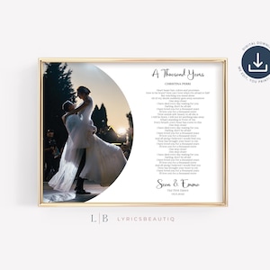 Testo della canzone "Il nostro primo ballo" - Decorazione murale - Regali per il primo anniversario di matrimonio per il marito, testo del primo ballo con foto - Regali per il primo anniversario di matrimonio per lui