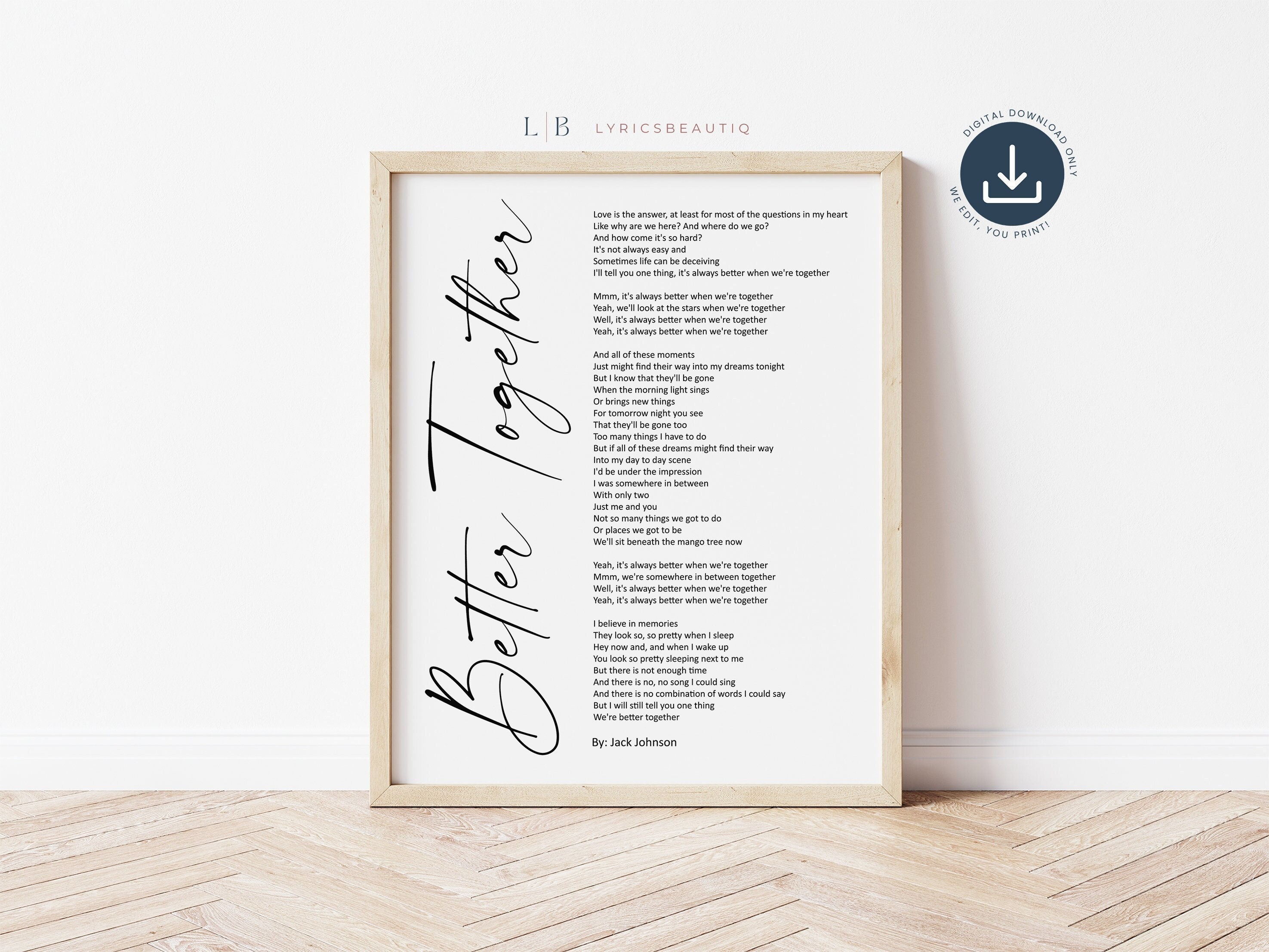 Personalized Song Lyrics Wall Art First Dance Anniversary Gift, First Dance Lyrics 1 Year Anniversary Gift for Boyfriend, 1st Anniversary