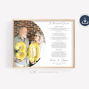 Regalo del 30.° aniversario para el esposo: póster de boda personalizado de 1995: regalo de aniversario de perla para esposa, padres o pareja, recuerdo y decoración