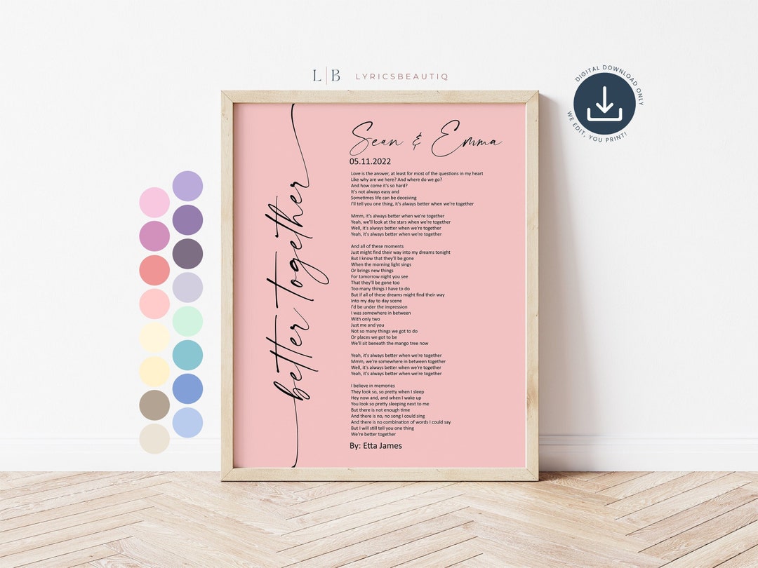 First Dance Anniversary Gift Song Lyrics Print, Song Lyrics Wall Art 1 ...