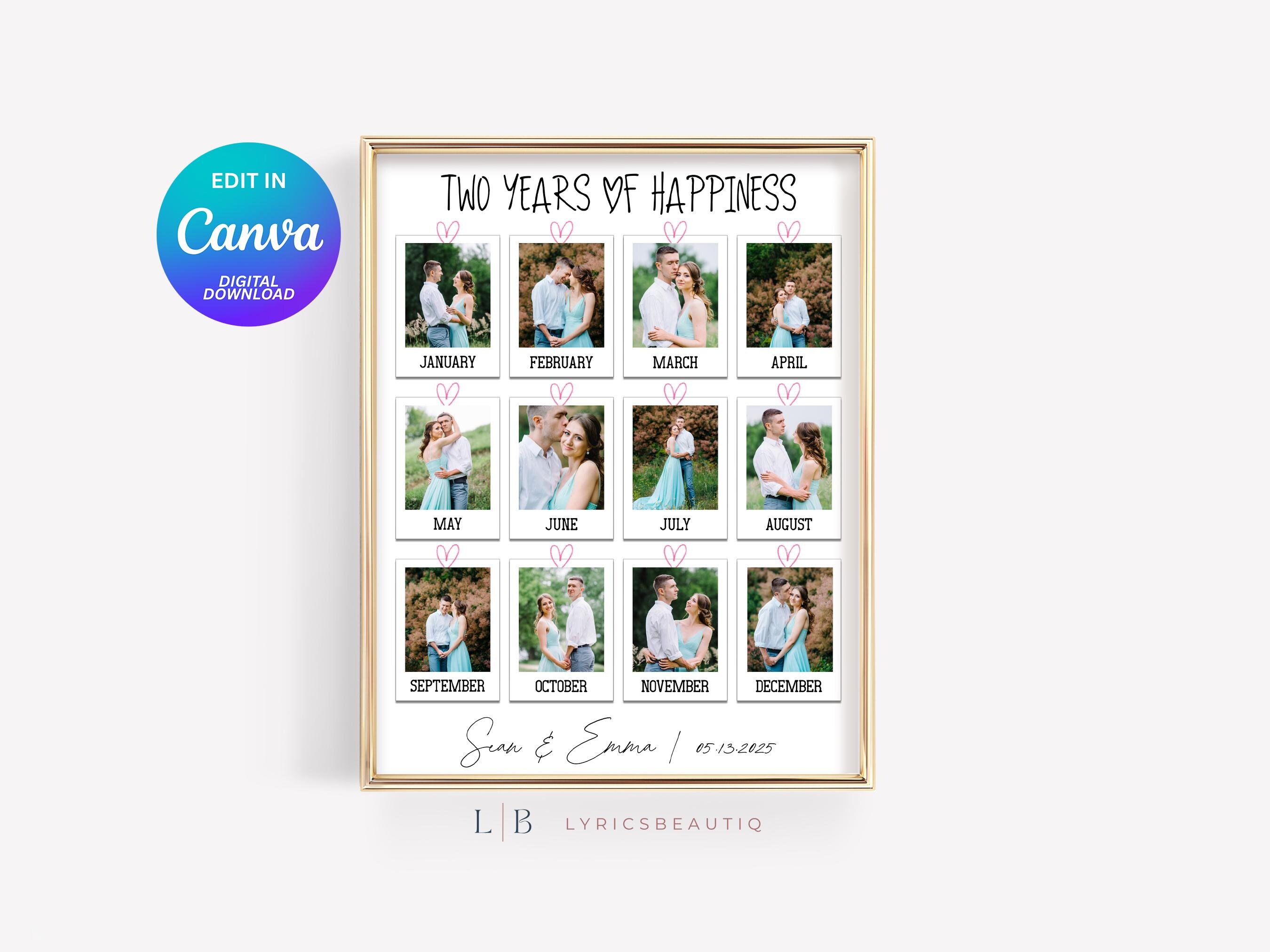 2nd Anniversary Photo Collage Gift | Canva Template (digital Download ...