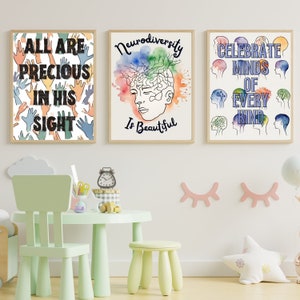 Neurodiversity Positivity & Acceptance printable wall art poster bundle, Autism Acceptance, Disability Inclusion, Special Education, Jesus