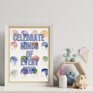 Celebrate Minds Neurodiversity Autism/ADHD Acceptance Digital Printable Poster | Disability Inclusion | Special Education | Classroom Poster