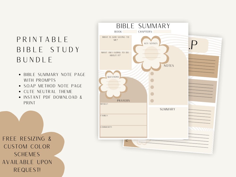 Boho Bible Study Bundle: S.O.A.P. Method, Scripture Notes (PDF) - Etsy