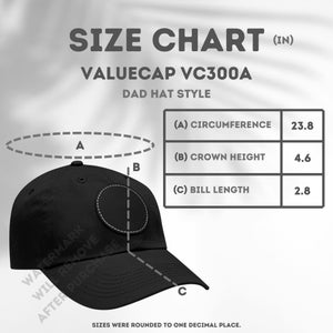 Value Cap Size Chart VC300A Valuecap Size Chart ValueCap Mockup Dad Hat Size Chart for Cap Measurement Chart for Dad Hat