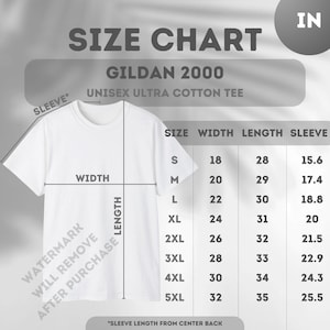Size Chart For Gildan 2000 Size Chart Gildan 2000 Mockup Gildan Shirt Size Measurement
