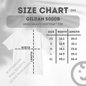 Size Chart For Gildan 5000B Size Chart Gildan 5000B Mockup Gildan 5000B Shirt Size Measurement Gildan 5000B Kids Tee Chart