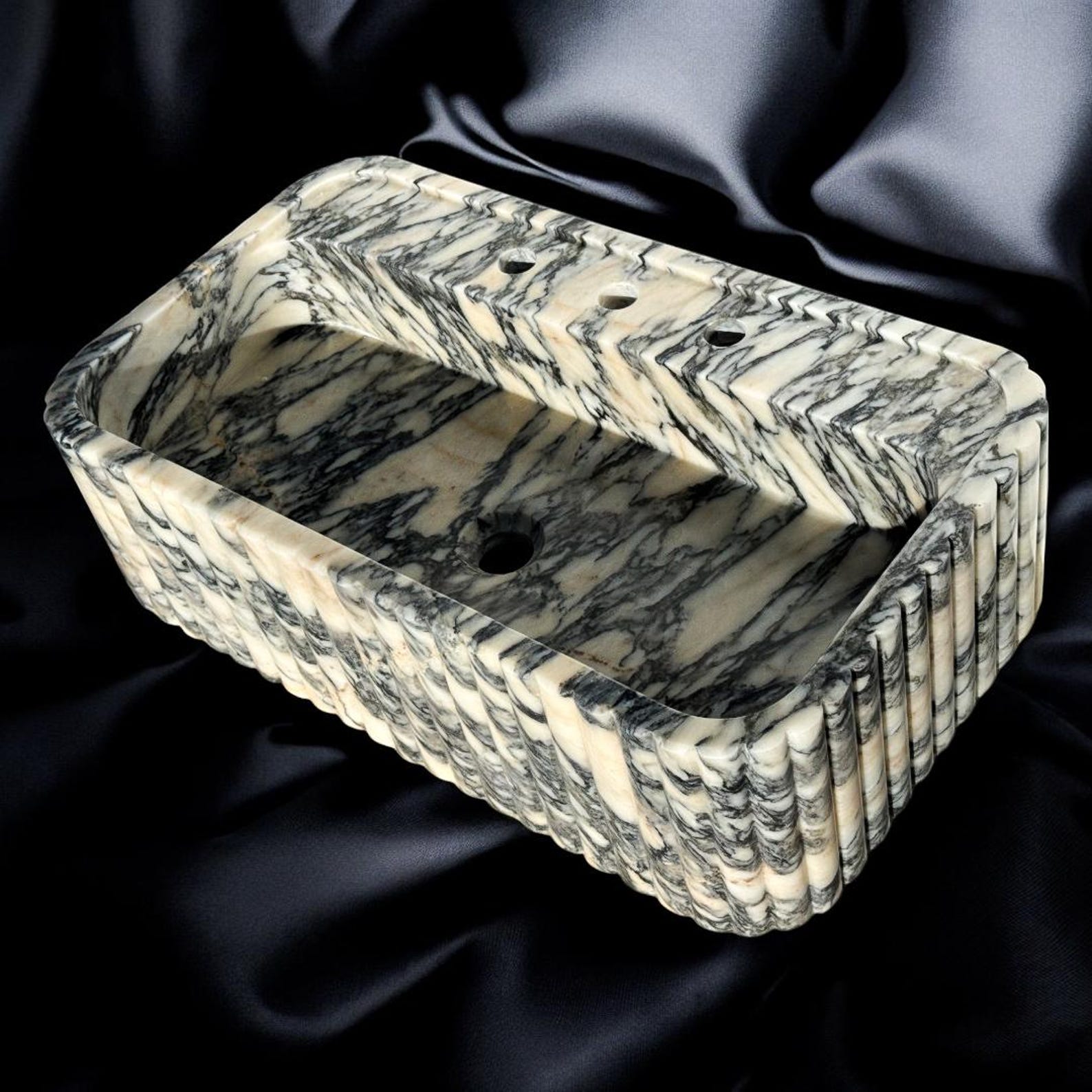 Calacatta Viola Marble Sink,ribbed 3 Sides,marble Wash Basin,trendy ...