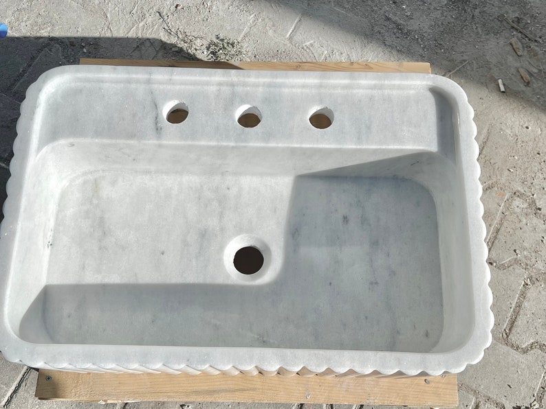 White Carrara Marble Sink,ribbed 3 Sides ,marble Wash Basin,bathroom