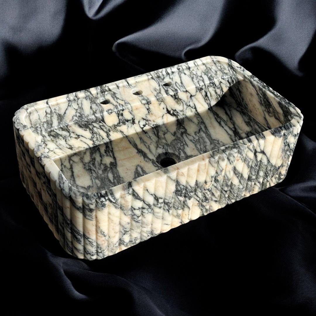 Calacatta Viola Marble Sink,ribbed 3 Sides,marble Wash Basin,trendy ...