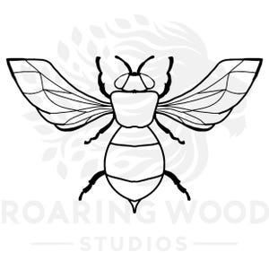 Detaillierte Line Art Bee SVG, Natur inspirierte Vektor Umriss CNC Design, minimalistischer Stil Schwarz und Weiß Kunst Schablone Vorlage, digitales Insekt