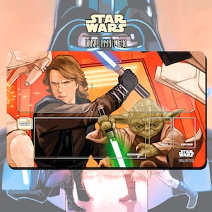 プレイマット TCG スターウォーズ: アンリミテッド ヨーダとアナキン スカイウォーカー - 24" x 14" インチ (600 x 350 mm) - トレーディング カード ゲーム