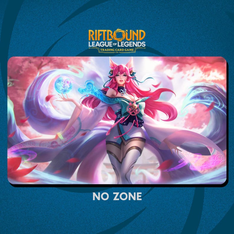 Pink Sprite Riftbound Mystic Ahri Playmat Stitched Edges - Riftbound Trading Card Game - 24 ...