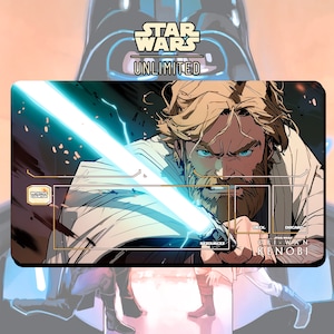 プレイマット TCG スターウォーズ: アンリミテッド - ジェダイ将軍オビ＝ワン・ケノービ - 24インチ x 14インチ (600 x 350 mm) - トレーディングカードゲーム